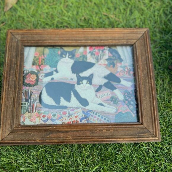 Vintage Cat picture Cat lovers whimsical cottagecore one of a kind - Picture 1 of 2